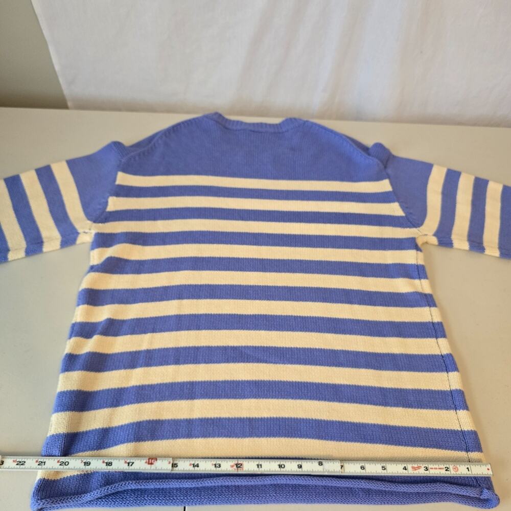 Heyson Tight Knit Sweater Women's L Purple & Light Cream Stripe Long Sleeve - Picture 14 of 16